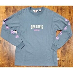 Ben Davis Est. 1935 Long Sleeve Gray Purple Design T-Shirt Size Large
